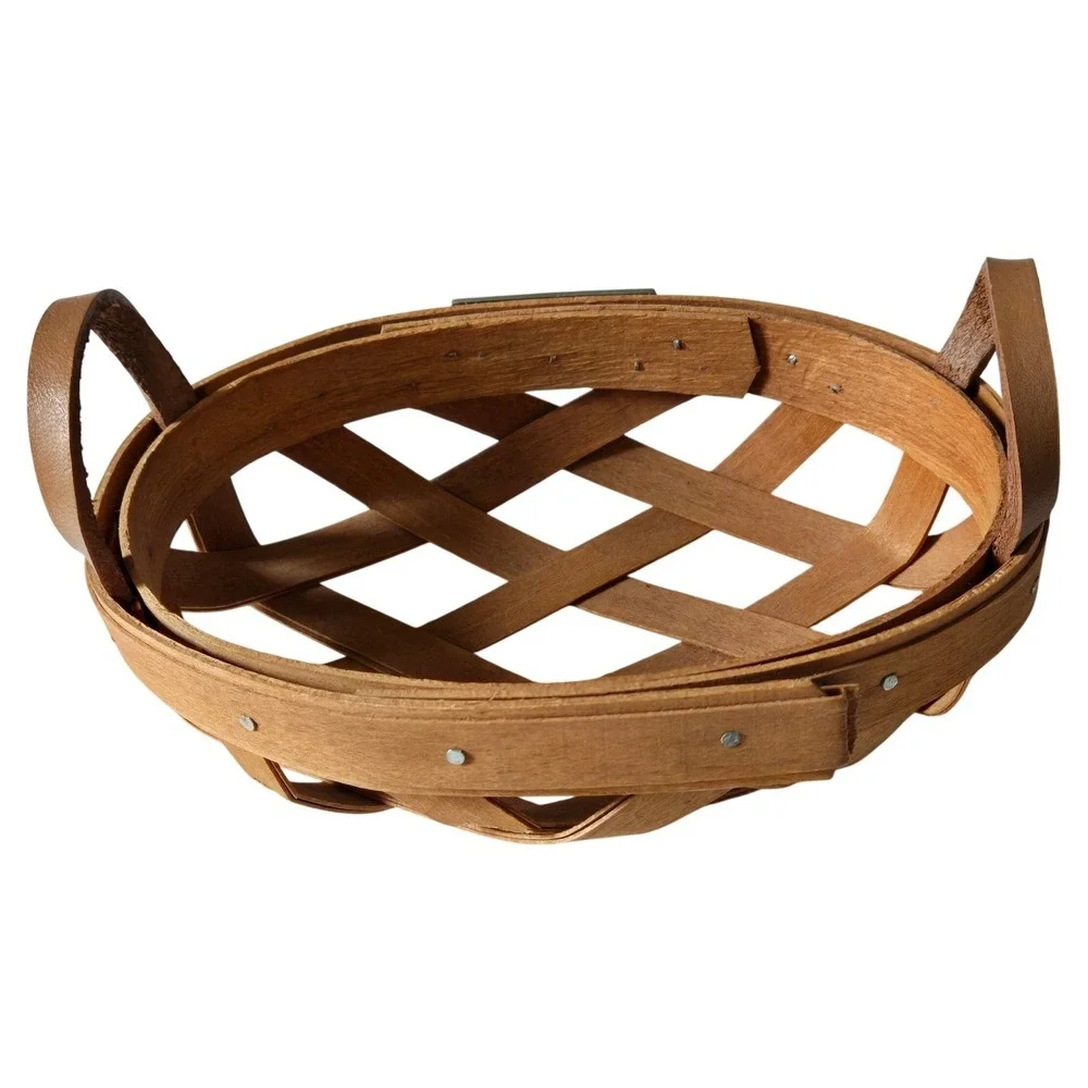 Henn Workshops 2001 Wood Gathering Basket Leather Handles Limited Edition